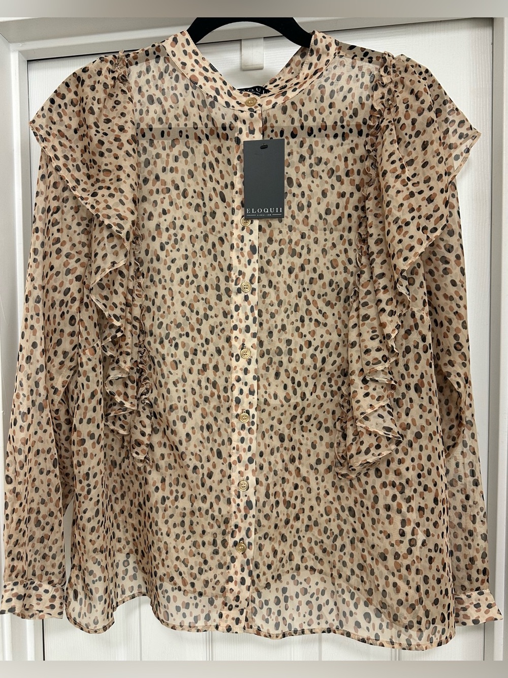 Eloquii Cheetah Print Sheer Blouse Size 16 NWT